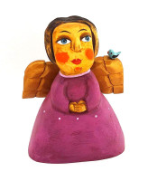 Tomáš Štolba - Andělka s ptáčkem malovaná ( růžová ) - originál